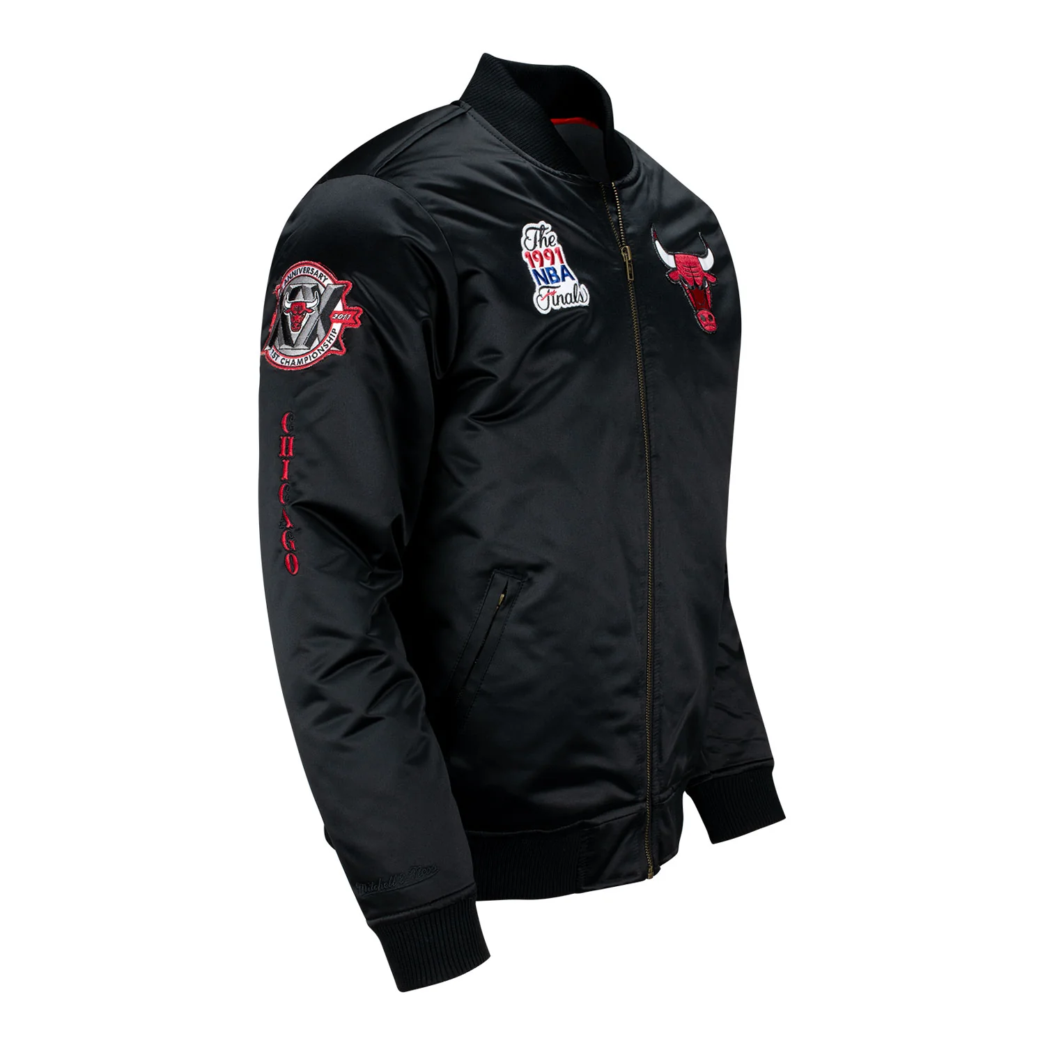 Chicago Bulls Mitchell & Ness Satin Bomber Jacket - Image 3